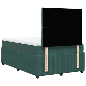 Κρεβάτι Boxspring με Στρώμα Σκούρο Πράσινο 120x200εκ. Βελούδινο - Pakobazaar