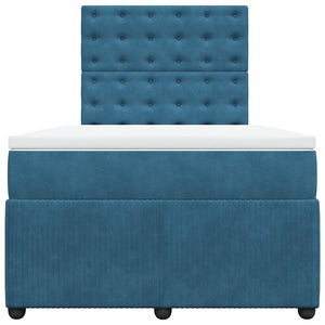 Κρεβάτι Boxspring με Στρώμα Μπλε 120x200 εκ. Βελούδινο - Pakobazaar