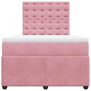 Κρεβάτι Boxspring με Στρώμα Ροζ 120x200 εκ. Βελούδινο - Pakobazaar