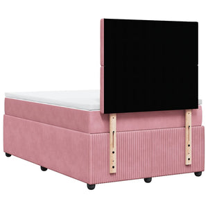 Κρεβάτι Boxspring με Στρώμα Ροζ 120x200 εκ. Βελούδινο - Pakobazaar