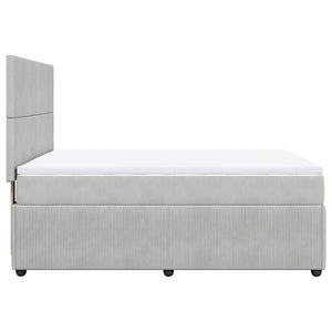 Κρεβάτι Boxspring με Στρώμα Ανοιχτό Γκρι 140x190 εκ. Βελούδινο - Pakobazaar