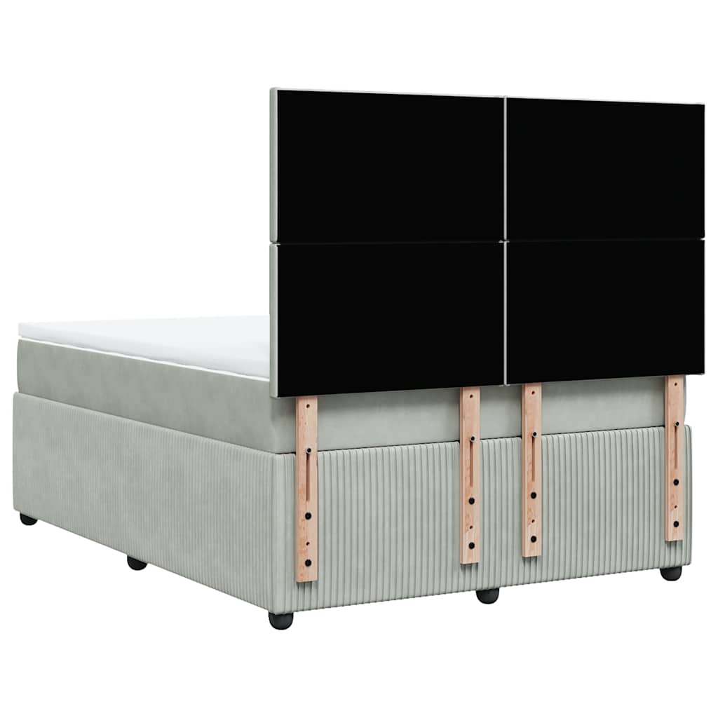 Κρεβάτι Boxspring με Στρώμα Ανοιχτό Γκρι 140x190 εκ. Βελούδινο - Pakobazaar