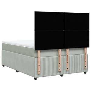 Κρεβάτι Boxspring με Στρώμα Ανοιχτό Γκρι 140x190 εκ. Βελούδινο - Pakobazaar