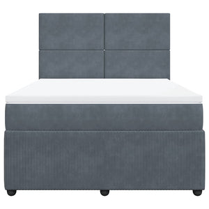 Κρεβάτι Boxspring με Στρώμα Σκούρο Γκρι 140x190 εκ. Βελούδινο - Pakobazaar