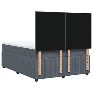 Κρεβάτι Boxspring με Στρώμα Σκούρο Γκρι 140x190 εκ. Βελούδινο - Pakobazaar