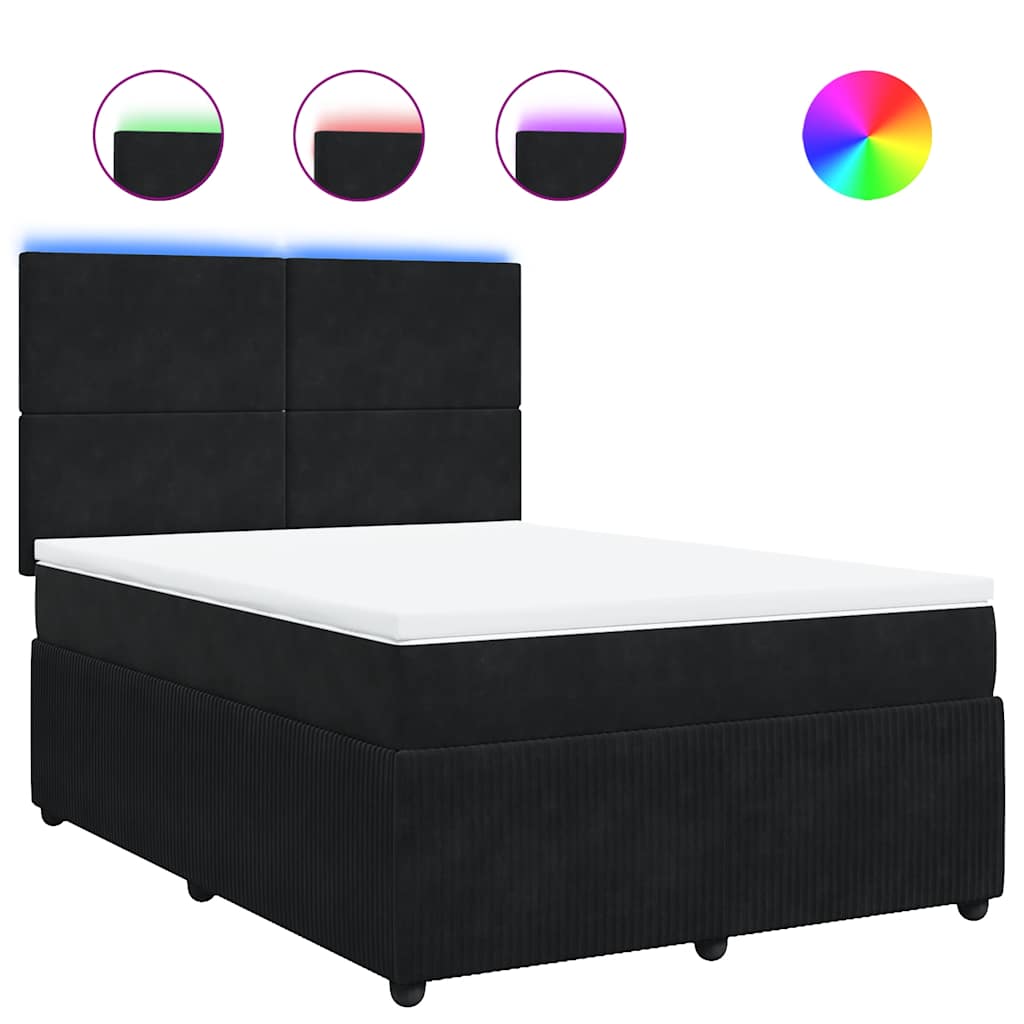 Κρεβάτι Boxspring με Στρώμα Μαύρο 140x190 εκ. Βελούδινο - Pakobazaar