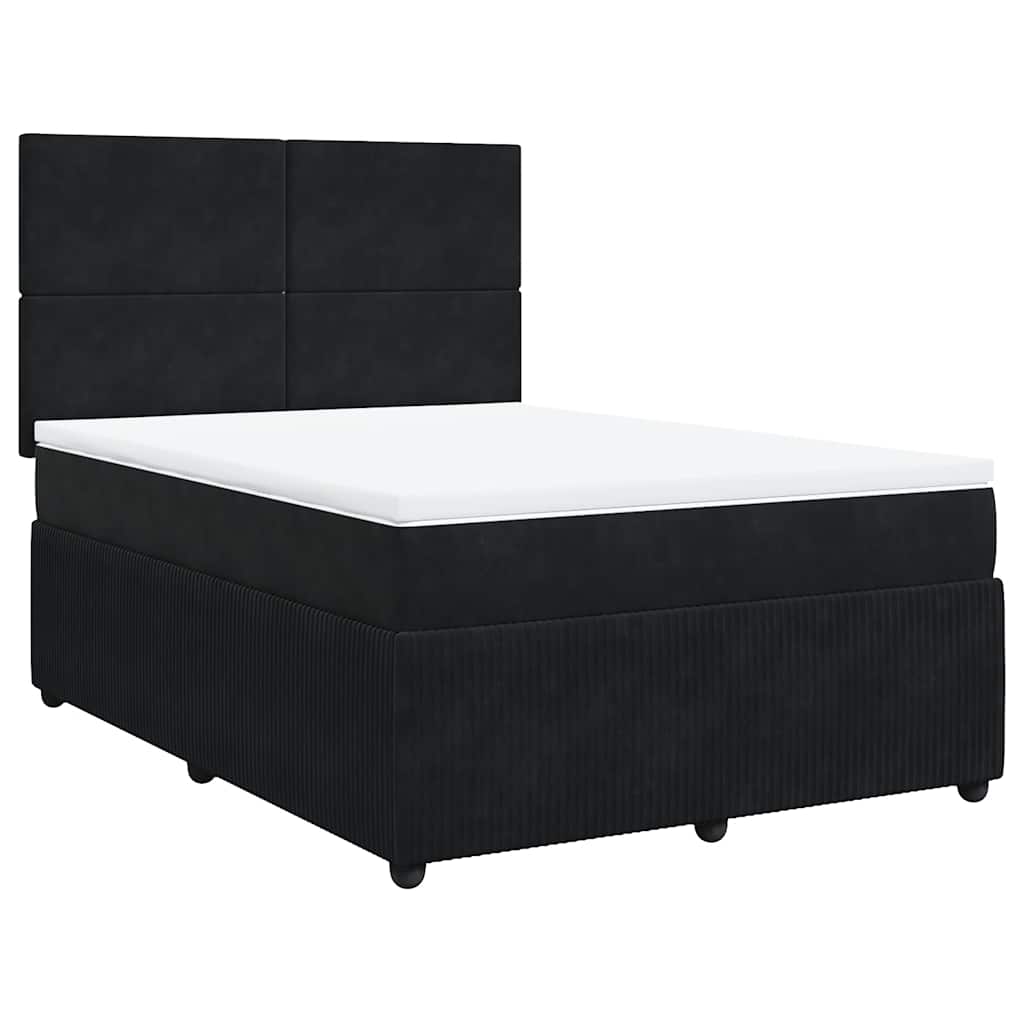 Κρεβάτι Boxspring με Στρώμα Μαύρο 140x190 εκ. Βελούδινο - Pakobazaar