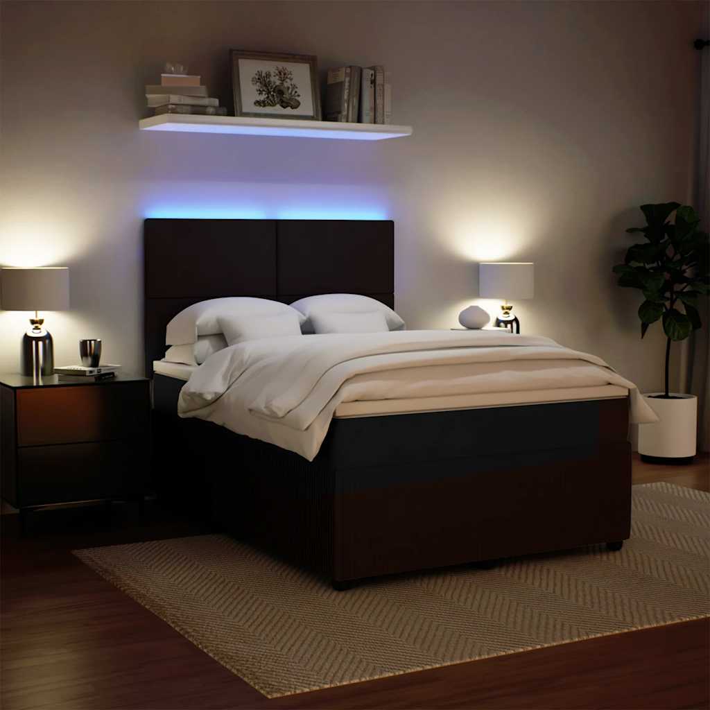 Κρεβάτι Boxspring με Στρώμα Μαύρο 140x190 εκ. Βελούδινο - Pakobazaar
