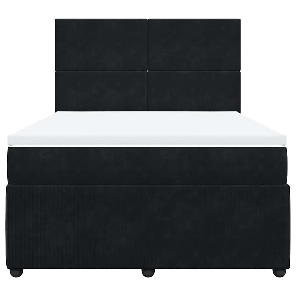 Κρεβάτι Boxspring με Στρώμα Μαύρο 140x190 εκ. Βελούδινο - Pakobazaar
