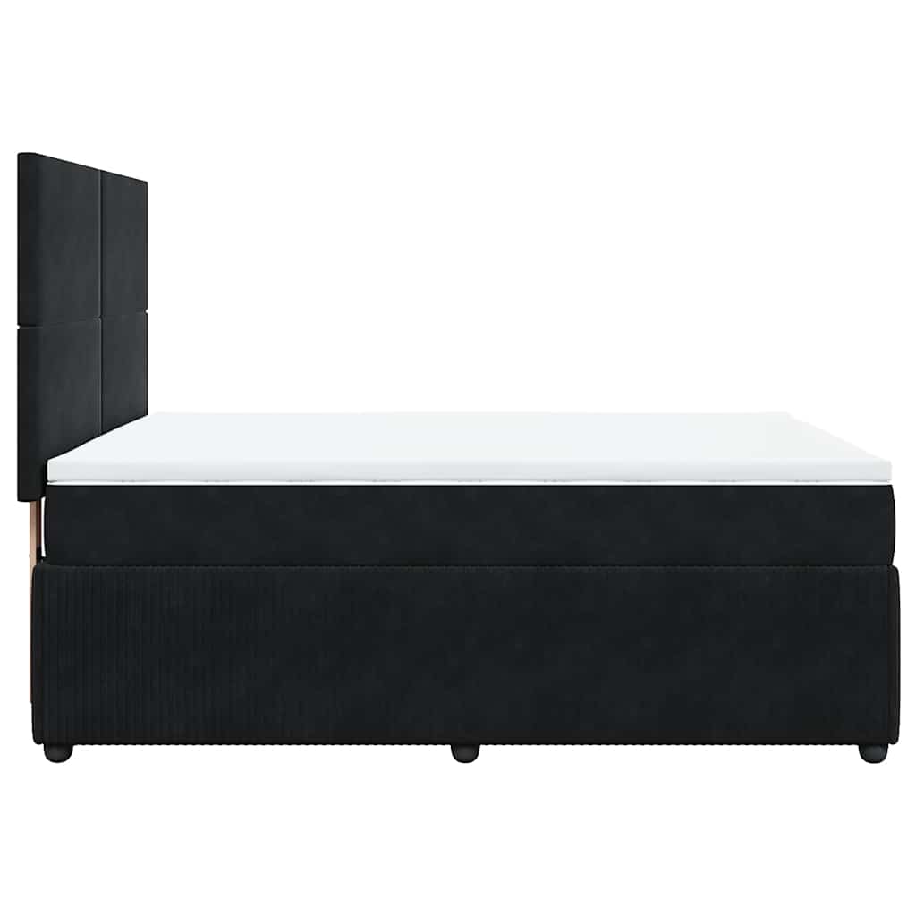 Κρεβάτι Boxspring με Στρώμα Μαύρο 140x190 εκ. Βελούδινο - Pakobazaar
