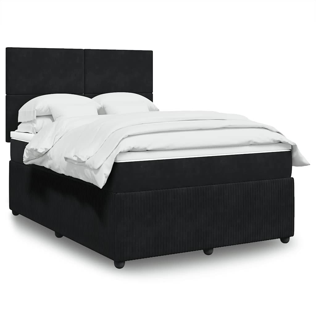 Κρεβάτι Boxspring με Στρώμα Μαύρο 140x190 εκ. Βελούδινο - Pakobazaar