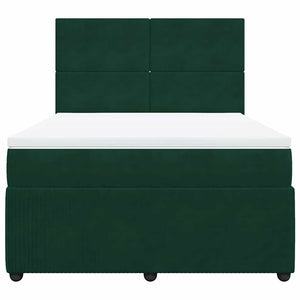 Κρεβάτι Boxspring με Στρώμα Σκούρο Πράσινο 140x190εκ. Βελούδινο - Pakobazaar