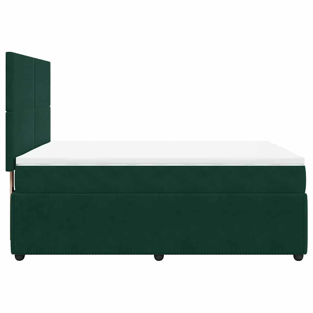 Κρεβάτι Boxspring με Στρώμα Σκούρο Πράσινο 140x190εκ. Βελούδινο - Pakobazaar