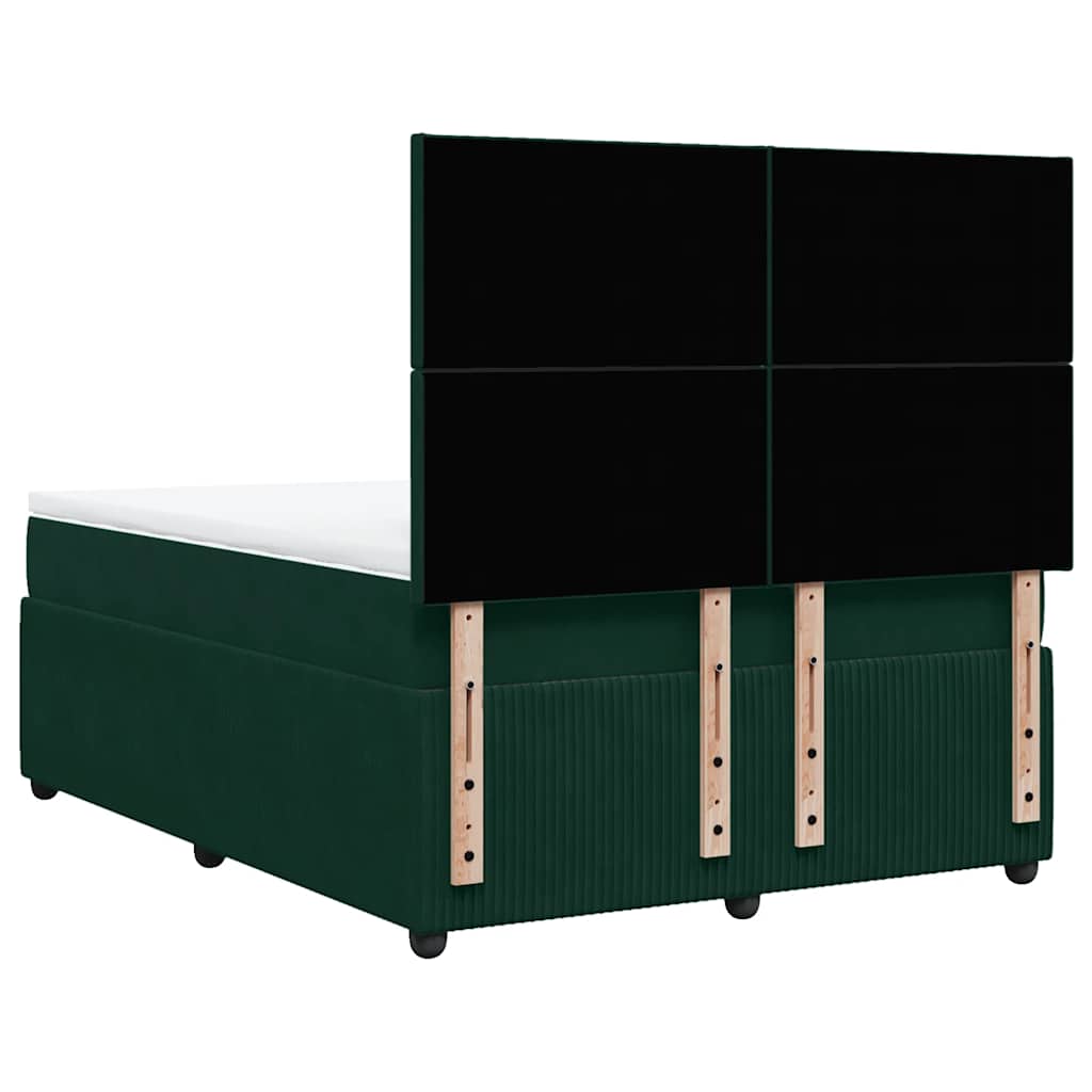 Κρεβάτι Boxspring με Στρώμα Σκούρο Πράσινο 140x190εκ. Βελούδινο - Pakobazaar