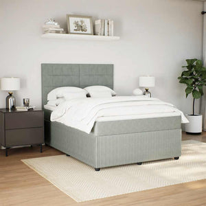 Κρεβάτι Boxspring με Στρώμα Ανοιχτό Γκρι 140x190 εκ. Βελούδινο - Pakobazaar
