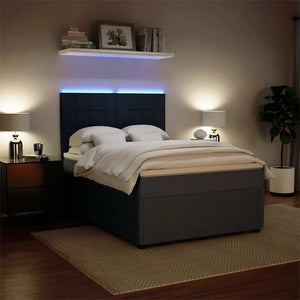 Κρεβάτι Boxspring με Στρώμα Σκούρο Γκρι 140x190 εκ. Βελούδινο