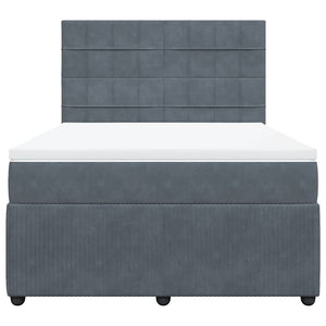 Κρεβάτι Boxspring με Στρώμα Σκούρο Γκρι 140x190 εκ. Βελούδινο