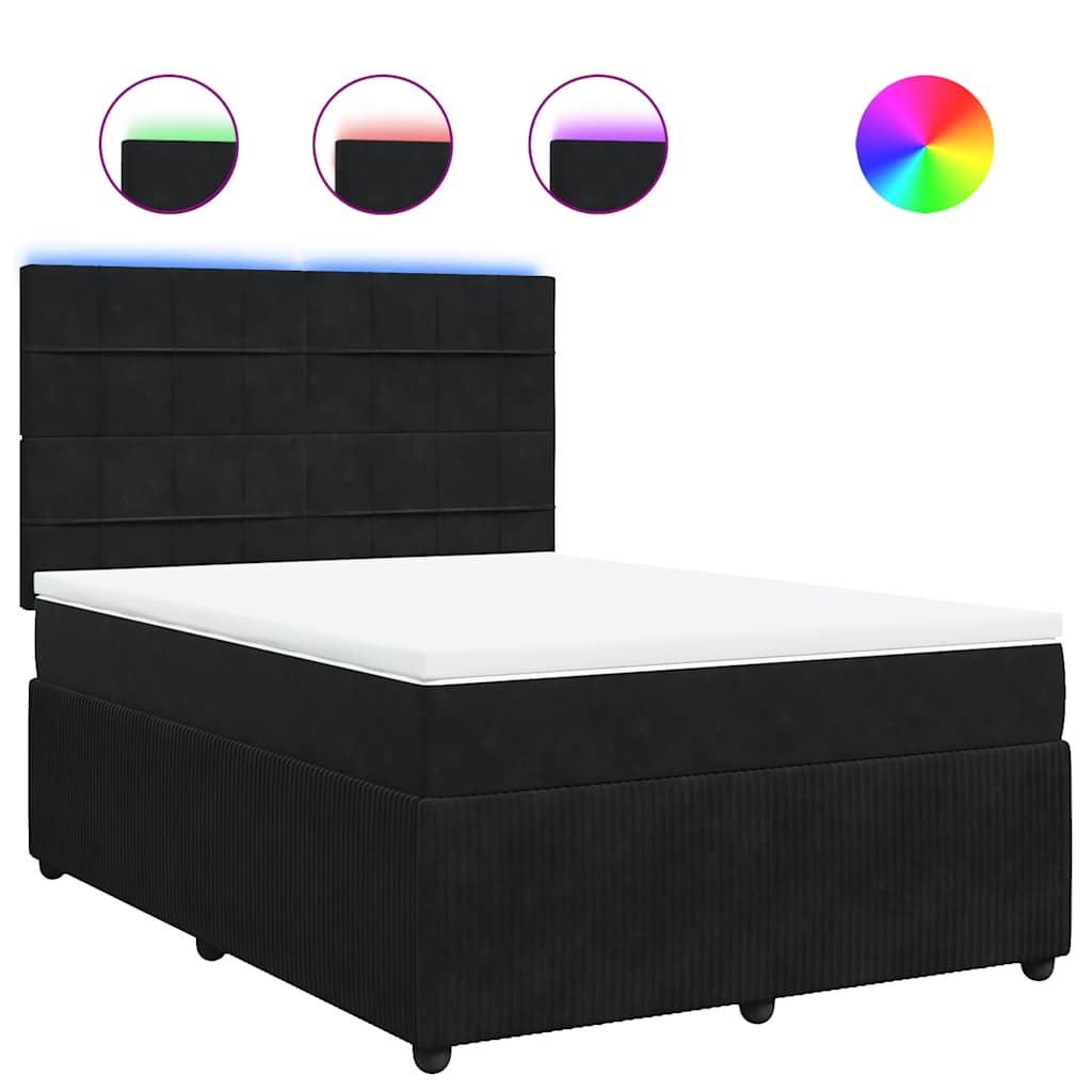 Κρεβάτι Boxspring με Στρώμα Μαύρο 140x190 εκ. Βελούδινο - Pakobazaar