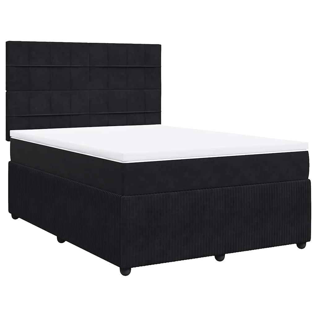 Κρεβάτι Boxspring με Στρώμα Μαύρο 140x190 εκ. Βελούδινο - Pakobazaar