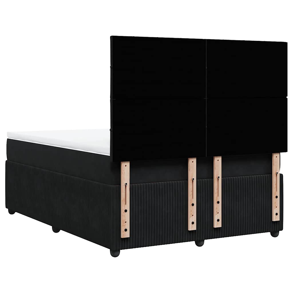Κρεβάτι Boxspring με Στρώμα Μαύρο 140x190 εκ. Βελούδινο - Pakobazaar