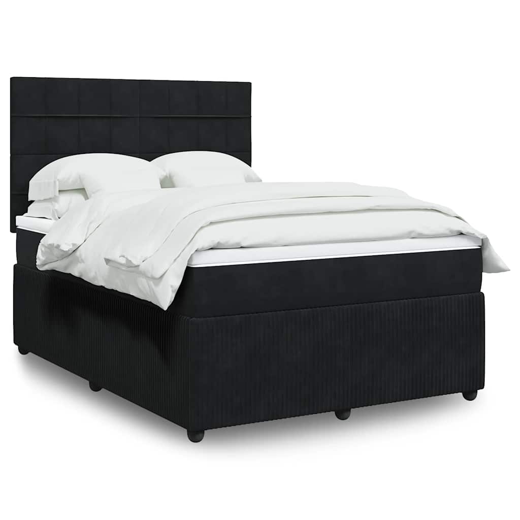 Κρεβάτι Boxspring με Στρώμα Μαύρο 140x190 εκ. Βελούδινο - Pakobazaar