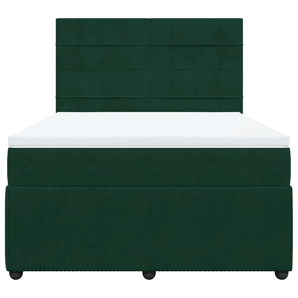 Κρεβάτι Boxspring με Στρώμα Σκούρο Πράσινο 140x190εκ. Βελούδινο - Pakobazaar