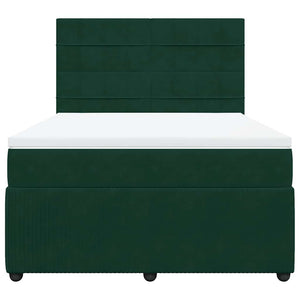 Κρεβάτι Boxspring με Στρώμα Σκούρο Πράσινο 140x190εκ. Βελούδινο - Pakobazaar