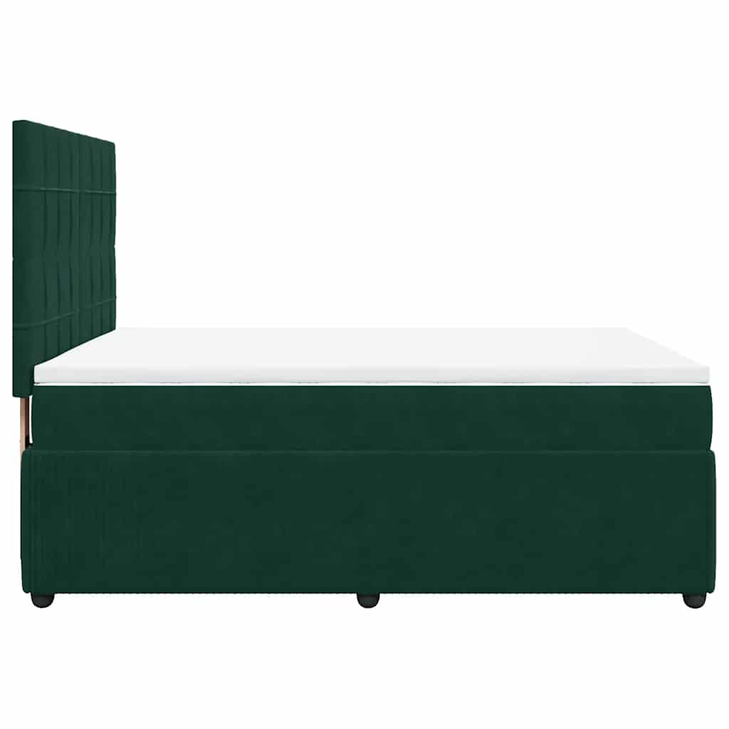 Κρεβάτι Boxspring με Στρώμα Σκούρο Πράσινο 140x190εκ. Βελούδινο - Pakobazaar