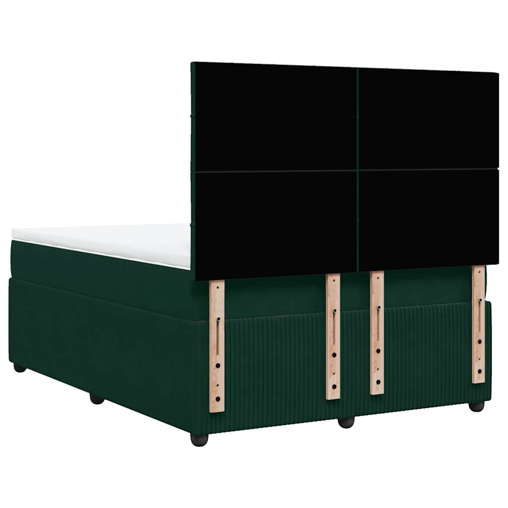Κρεβάτι Boxspring με Στρώμα Σκούρο Πράσινο 140x190εκ. Βελούδινο - Pakobazaar