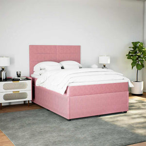Κρεβάτι Boxspring με Στρώμα Ροζ 140x190 εκ. Βελούδινο - Pakobazaar