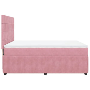 Κρεβάτι Boxspring με Στρώμα Ροζ 140x190 εκ. Βελούδινο - Pakobazaar