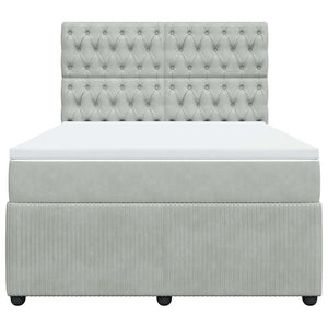 Κρεβάτι Boxspring με Στρώμα Ανοιχτό Γκρι 140x190 εκ. Βελούδινο - Pakobazaar