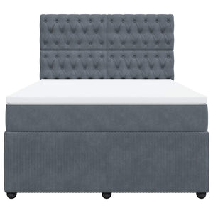 Κρεβάτι Boxspring με Στρώμα Σκούρο Γκρι 140x190 εκ. Βελούδινο - Pakobazaar