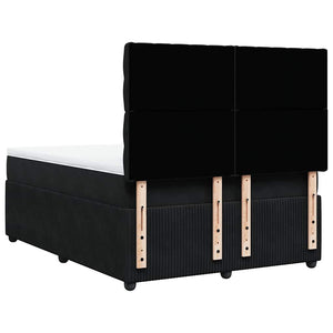 Κρεβάτι Boxspring με Στρώμα Μαύρο 140x190 εκ. Βελούδινο - Pakobazaar