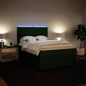 Κρεβάτι Boxspring με Στρώμα Σκούρο Πράσινο 140x190εκ. Βελούδινο - Pakobazaar
