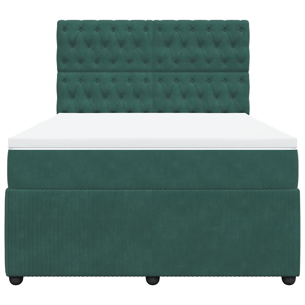 Κρεβάτι Boxspring με Στρώμα Σκούρο Πράσινο 140x190εκ. Βελούδινο - Pakobazaar