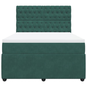 Κρεβάτι Boxspring με Στρώμα Σκούρο Πράσινο 140x190εκ. Βελούδινο - Pakobazaar