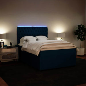Κρεβάτι Boxspring με Στρώμα Μπλε 140x190 εκ. Βελούδινο - Pakobazaar