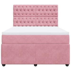 Κρεβάτι Boxspring με Στρώμα Ροζ 140x190 εκ. Βελούδινο - Pakobazaar