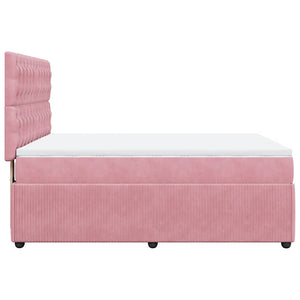 Κρεβάτι Boxspring με Στρώμα Ροζ 140x190 εκ. Βελούδινο - Pakobazaar