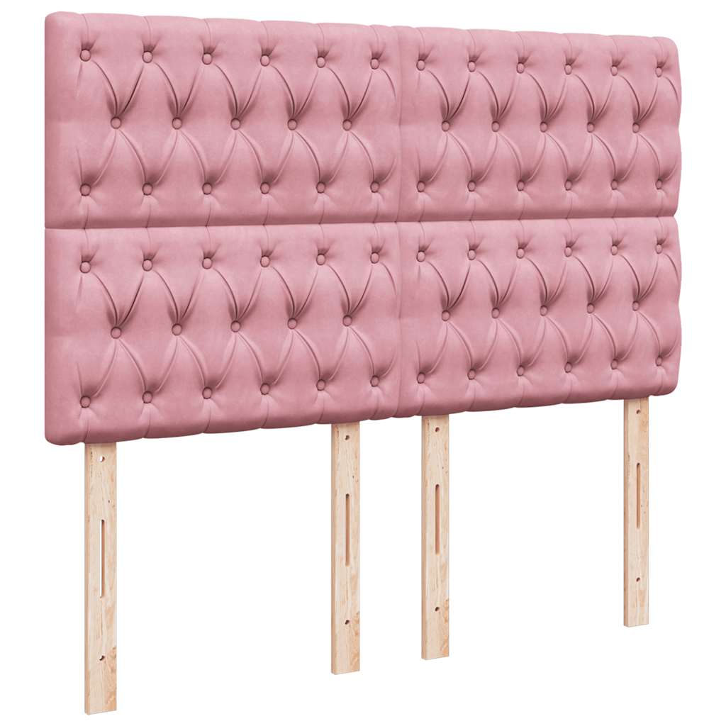 Κρεβάτι Boxspring με Στρώμα Ροζ 140x190 εκ. Βελούδινο - Pakobazaar