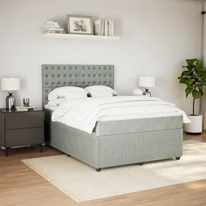 Κρεβάτι Boxspring με Στρώμα Ανοιχτό Γκρι 140x190 εκ. Βελούδινο - Pakobazaar
