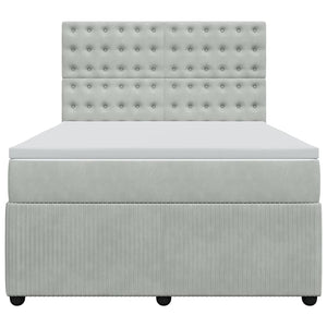 Κρεβάτι Boxspring με Στρώμα Ανοιχτό Γκρι 140x190 εκ. Βελούδινο - Pakobazaar