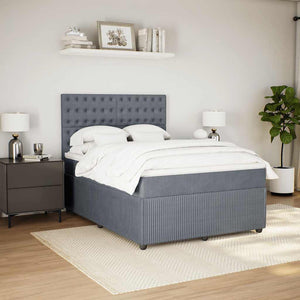 Κρεβάτι Boxspring με Στρώμα Σκούρο Γκρι 140x190 εκ. Βελούδινο - Pakobazaar