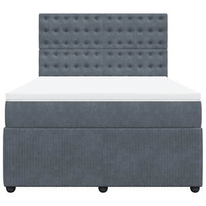 Κρεβάτι Boxspring με Στρώμα Σκούρο Γκρι 140x190 εκ. Βελούδινο - Pakobazaar
