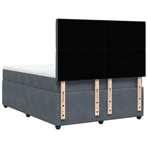 Κρεβάτι Boxspring με Στρώμα Σκούρο Γκρι 140x190 εκ. Βελούδινο - Pakobazaar