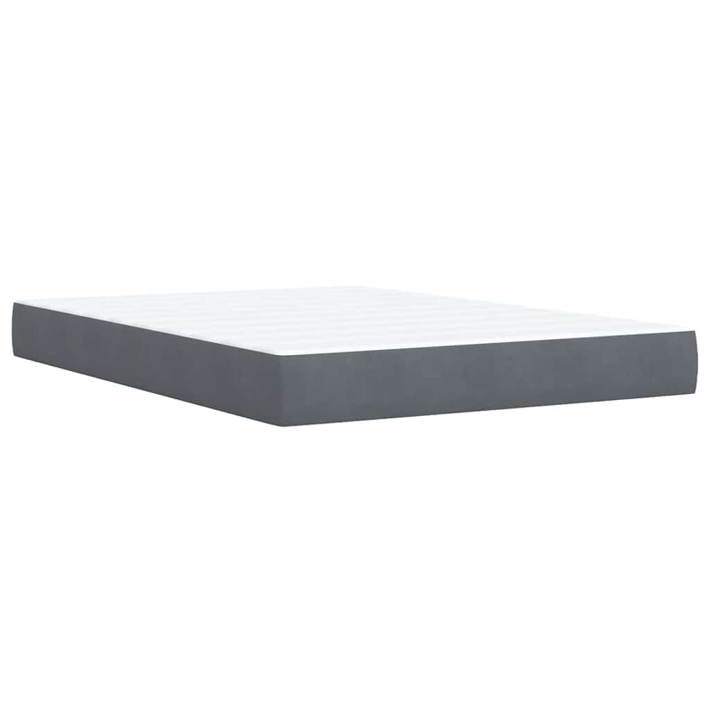 Κρεβάτι Boxspring με Στρώμα Σκούρο Γκρι 140x190 εκ. Βελούδινο - Pakobazaar