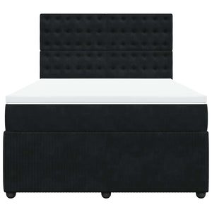 Κρεβάτι Boxspring με Στρώμα Μαύρο 140x190 εκ. Βελούδινο - Pakobazaar