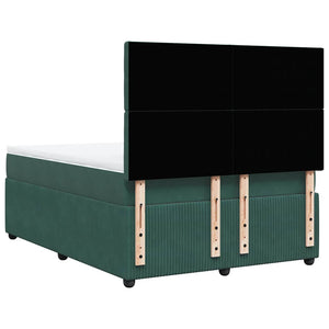 Κρεβάτι Boxspring με Στρώμα Σκούρο Πράσινο 140x190εκ. Βελούδινο - Pakobazaar