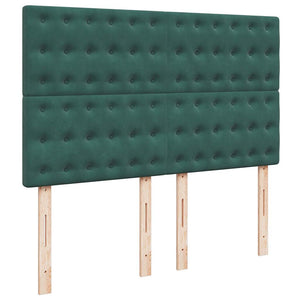 Κρεβάτι Boxspring με Στρώμα Σκούρο Πράσινο 140x190εκ. Βελούδινο - Pakobazaar